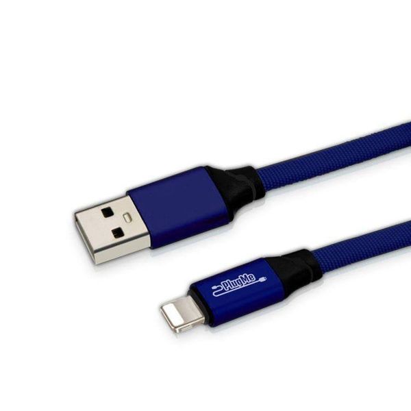 CABO USB TIPO LIGHTNING 1M FLAT TRANCADO AZUL