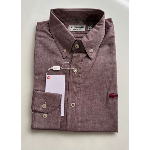 Camisa Social Oxford LCT - Vinho - jacaré bordado