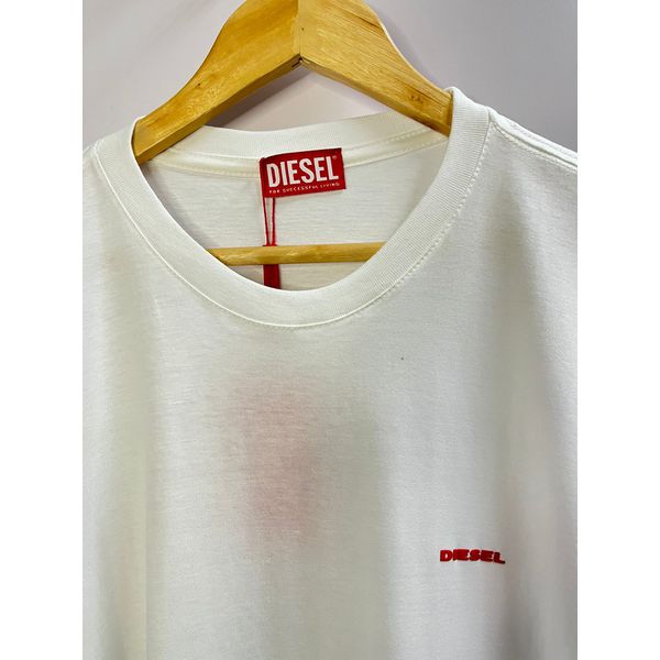 Camiseta Organic Cotton DSL - Branca escrita vermelha