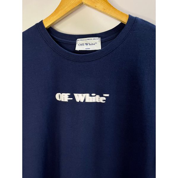 Camiseta Luxo OFW Estampada - Azul Marinho Estampa nas costas Copia