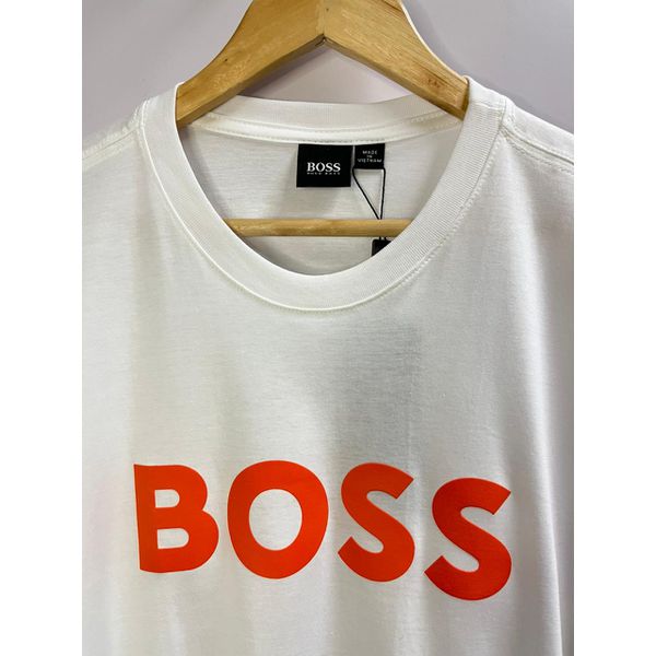 Camiseta Organic Cotton HB - Branco letra Laranja