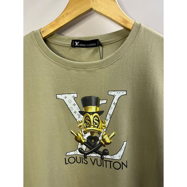 Camiseta Luxo Estampada Lv - Bege