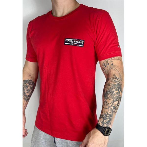 Camiseta Importada TH Estampada - Vermelho