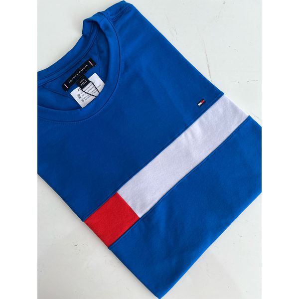 Camiseta Cotton Egípcio TH Estampada - Azul Bic com bandeirinha 