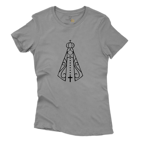 Camiseta Baby Look Cinza - Nossa Senhora.