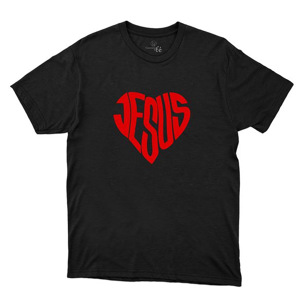 Camiseta Preta - Jesus Coração.