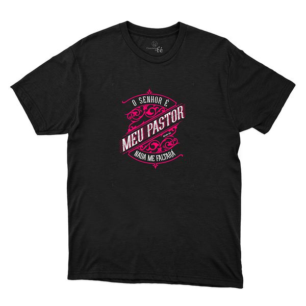 Camiseta Preta - O Senhor É Meu Pastor.