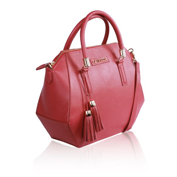 Bolsa feminina baú de couro Chessy - Vermelho