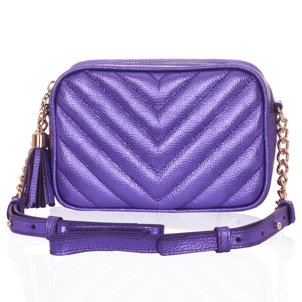 Bolsa Mini Lobby Couro Violeta Metalizado