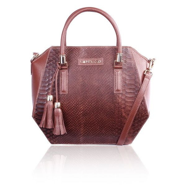 Bolsa Lady Couro Marrom Snake