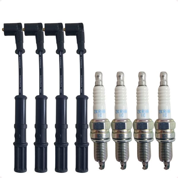 Kit Cabos e Velas Ignição Fiorino Uno Grand Siena Palio Punto Strada 500 1.4 8v Evo Flex NGK SCT64 ZKR8B10
