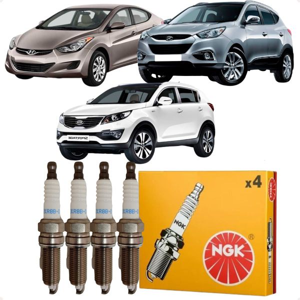 Jogo De Velas Ignição Ix35 Elantra Sportage 2.0 16v Flex Ngk LZKR8BDE