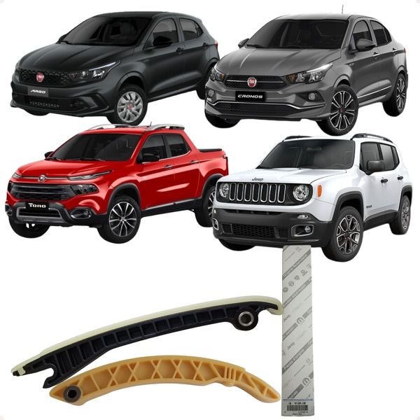 Kit Guia Corrente Motor Grand Siena Palio Weekend Strada Punto Idea Linea Argo Bravo Cronos Toro Renegade 1.6 1.8 16v E-torq Flex Original 55226611 55280700