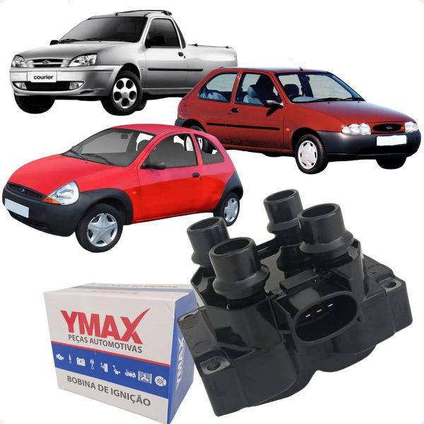 Bobina Ignição Fiesta Ka Courier 1.0 1.3 8v Endura 1996 1997 1998 1999 YMAX