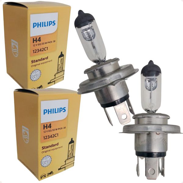 Par Lâmpada Farol Alto e Baixo H4 12v 55w Philips