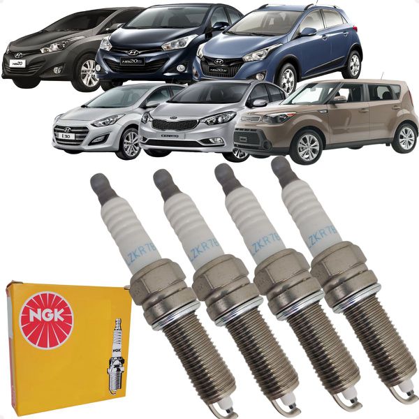 Jogo Velas Ignição HB20 HB20S HB20X I30 Cerato Soul 1.6 16v Gamma Flex NGK LZKR7BDE