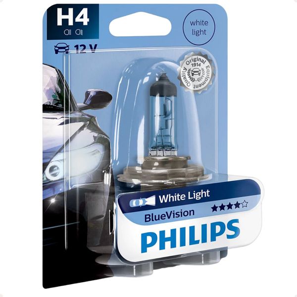 Par Lâmpada Farol Alto E Baixo H4 Branca Philips 3 Pinos