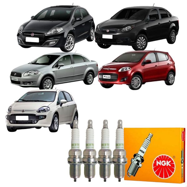 Jogo Vela Doblo Palio Weekend Strada Idea Grand Siena Punto Bravo 1.6 1.8 16v E-Torq Flex 2011 A 2014 NGK BKR7E