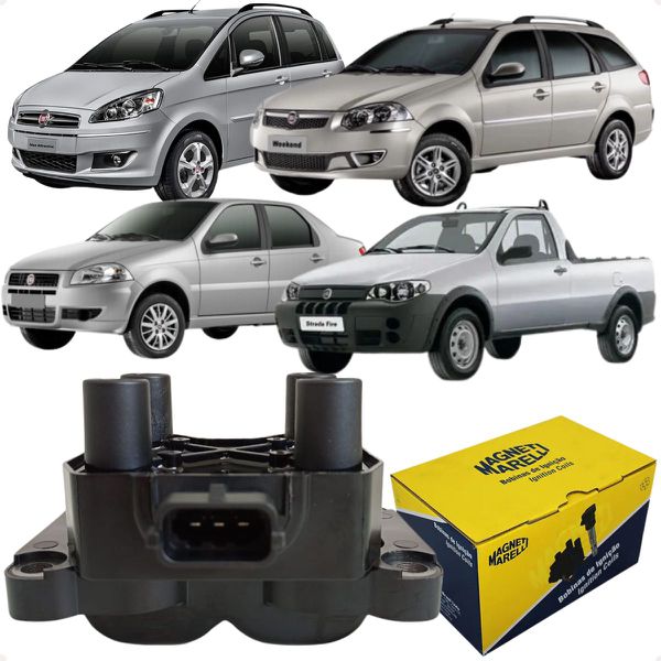 Bobina Ignição Palio Doblo Fiorino Idea Siena Strada Uno 1.0 1.4 8v Fire Flex Magneti Marelli BI0014MM