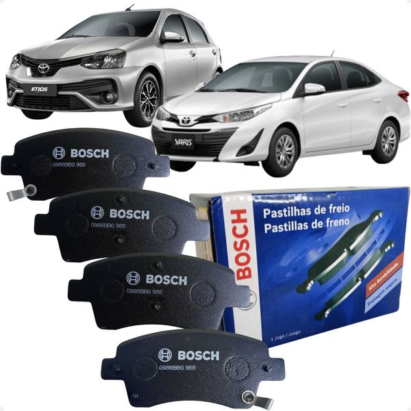 Jogo Pastilhas Freio Dianteira Etios Yaris 1.3 1.5 16v Bosch 0986BB0988