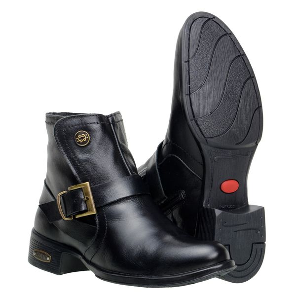 Bota Cano Curto Feminina Montaria Couro Nobre Preto