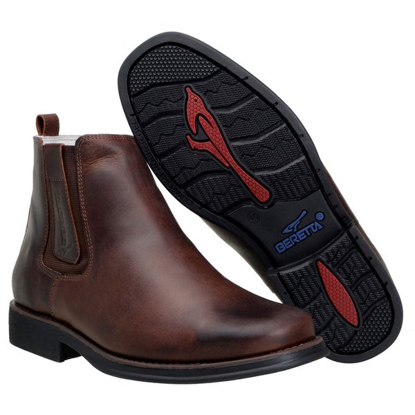 Botina Masculina Beretta Alto Conforto Couro Bovino Legitimo Cor Café