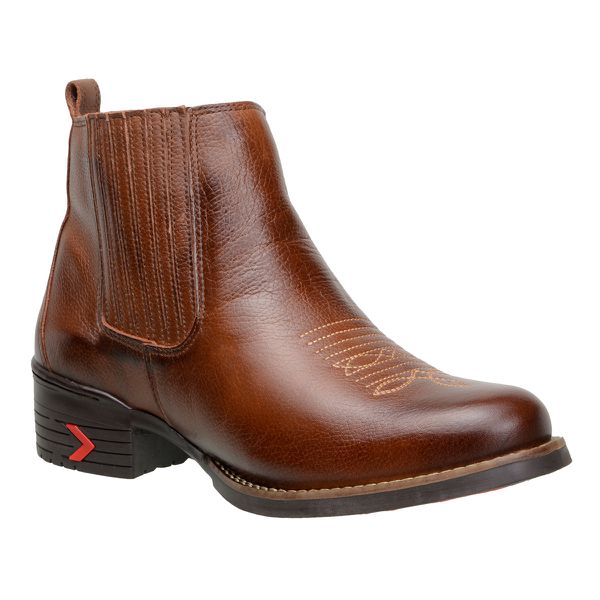Botina Masculina Toda em Couro Legítimo cor Pinhão CAPELLI BOOTS