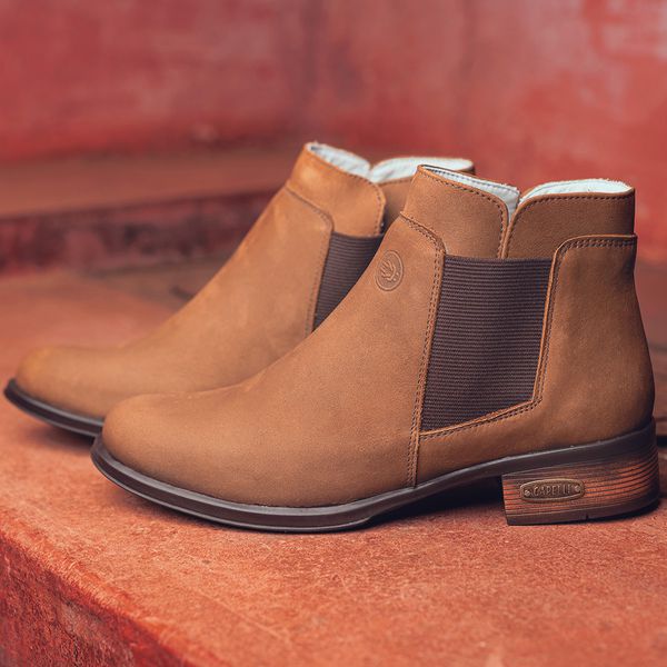 Botina Feminina Basic Em Couro Legítimo Cor Mascavo CAPELLI BOOTS