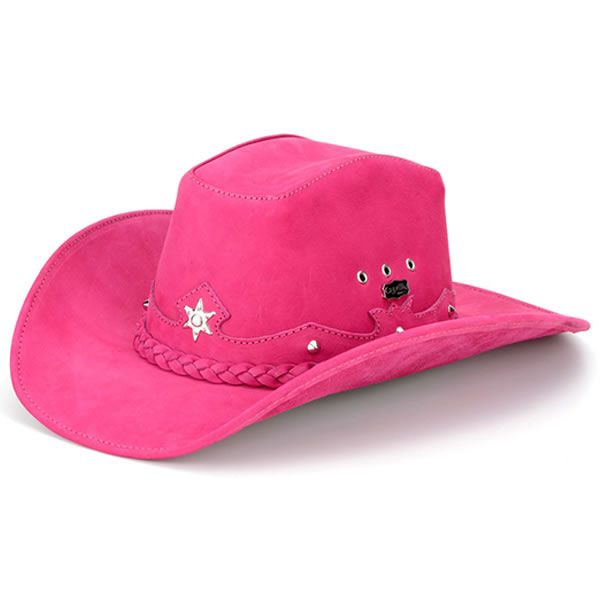 Chapéu Country Feminino Couro Rosa