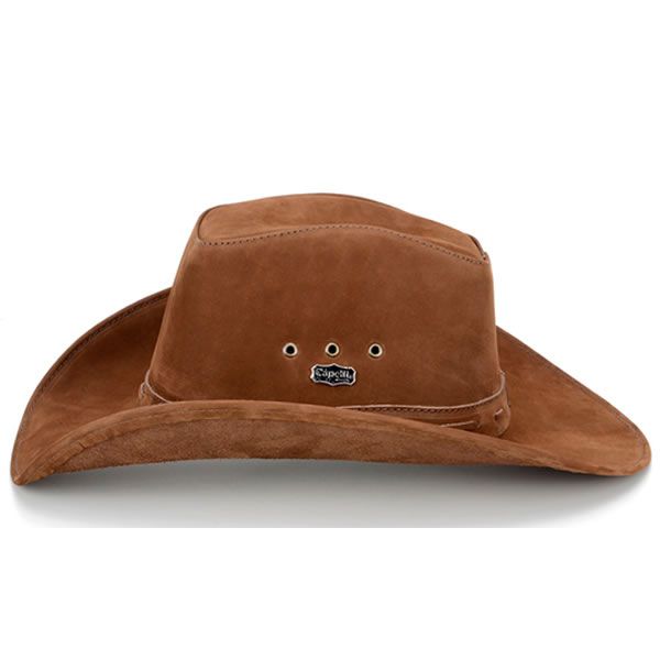 Chapeu Masculino Country Em Couro Legítimo, é um chapéu que não contém  detalhes, apenas tiras em couro em volta da copa.