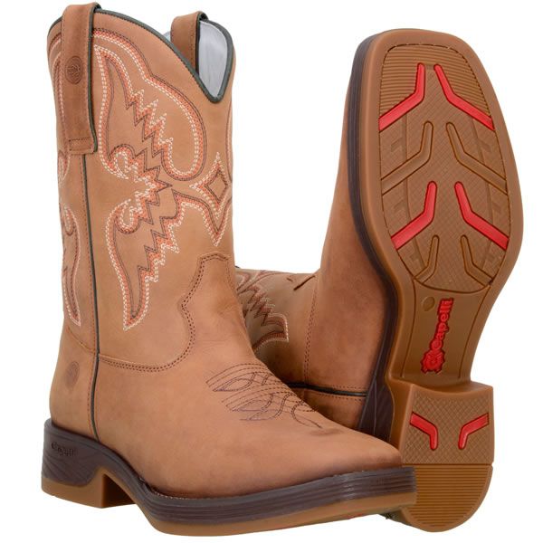 Bota Texana Masculina Em Couro Nobre Crazy Horse Tabaco Solado Capelli