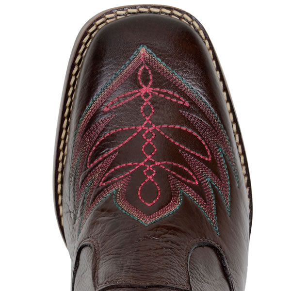 Botina Cowgirl Urbana Em Couro Nobre Caf Com Bordado Pink