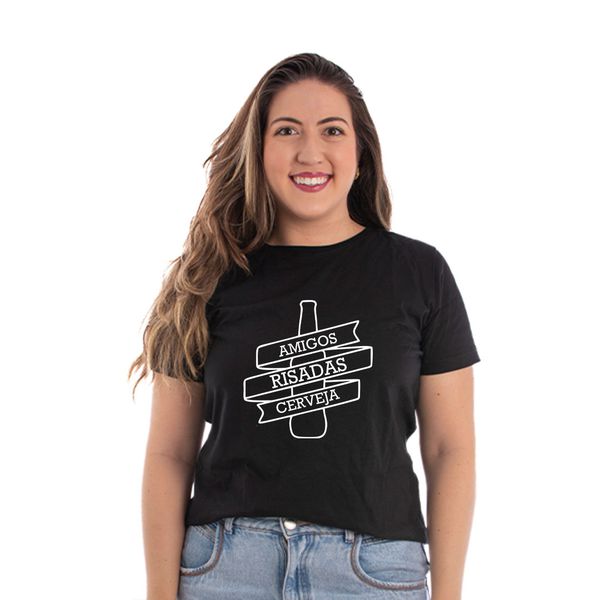 Camiseta Baby Look Amigos Risadas Cerveja