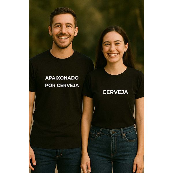 Kit 2 camisetas casal com estampa divertida