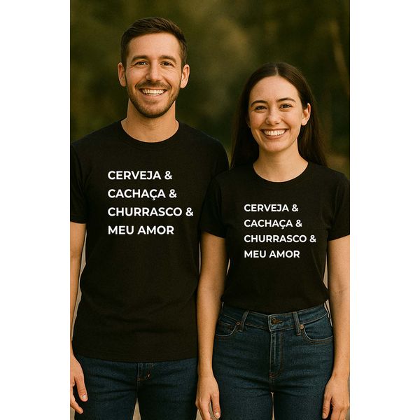 Kit 2 camisetas casal com estampa divertida