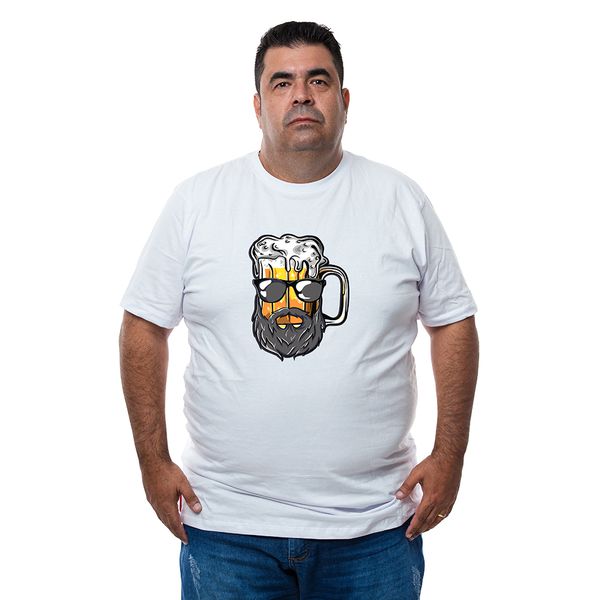 Camiseta Plus Size Caneca De Cerveja De Barba