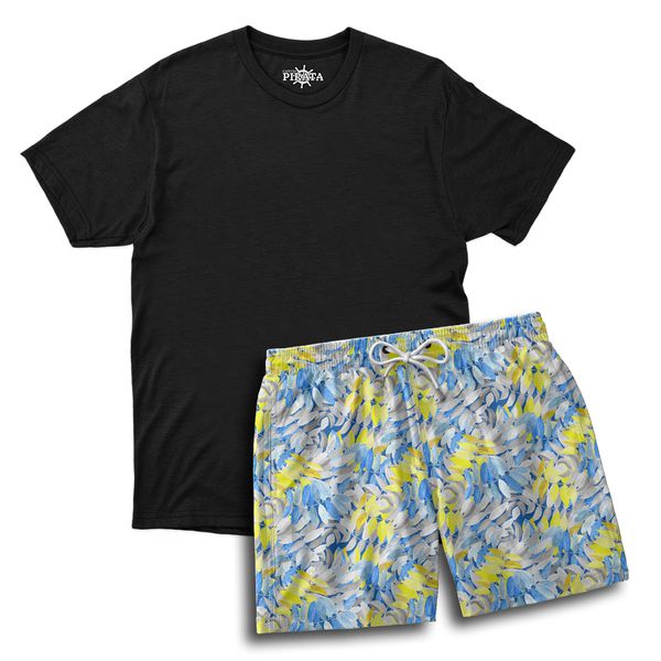 Kit Camiseta + Short Praia Masculina Com Abridor.