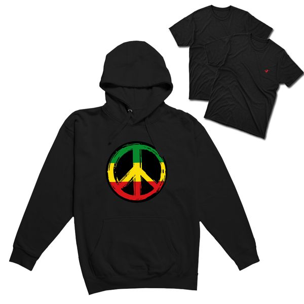 Kit-moletom Estampado + 2 Camisetas Lisas