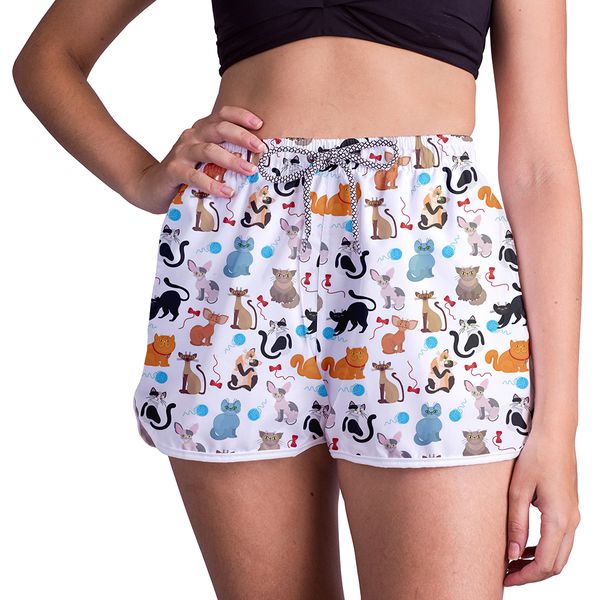 Short Feminino - Branco - Pets