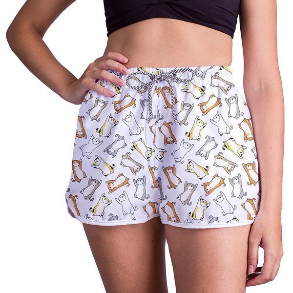 Short Feminino - Branco - Gatinhos