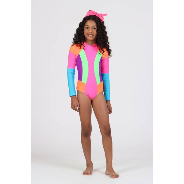 MAIÔ BODY SIRI KIDS MANGA LONGA INFANTIL BELA L EUFORIA 40008 Colorido