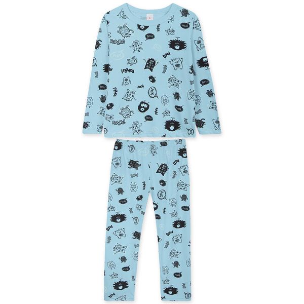PIJAMA BRILHA NO ESCUROINFANTIL MONSTRINHOS AZUL MARISOL Azul