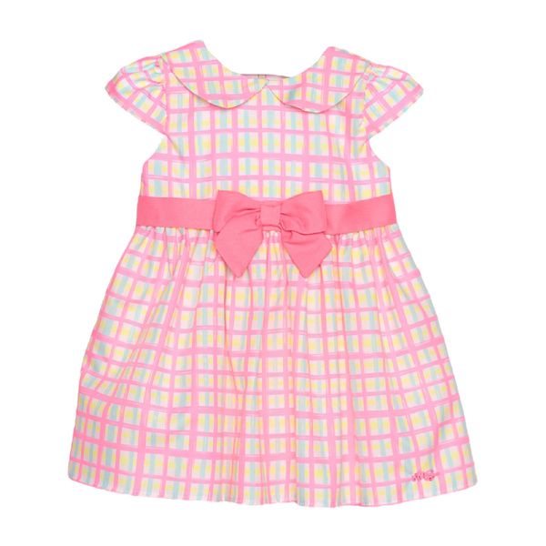 VESTIDO BEBÊ MON SUCRE XADREZ ROSA NEON SPRING 3125034