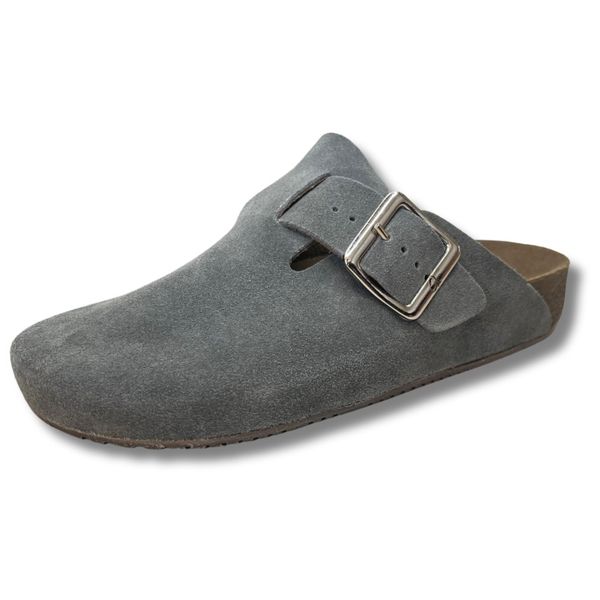 Clogs Ox em Couro Camurça Cor Cinza
