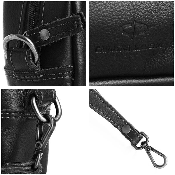 Necessaire Ourense Couro Preto Social | CARDENA MADERA