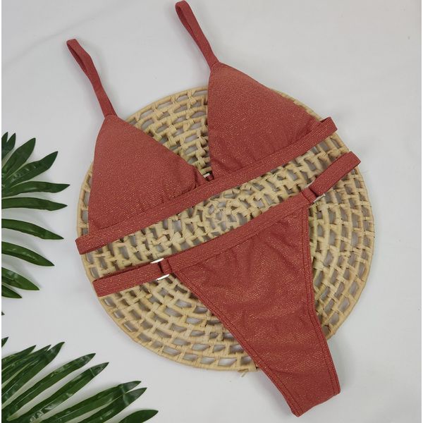 Conjunto Ivy Lurex Terracota