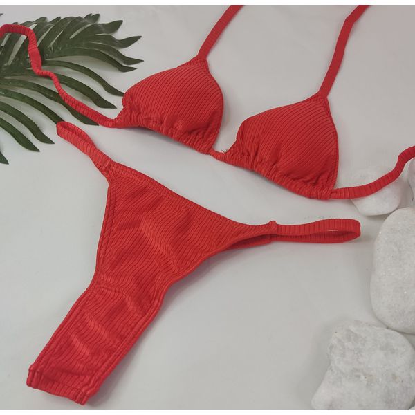 Conjunto Fio Dental Tomate Canelado