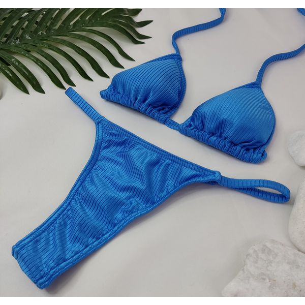 Conjunto Fio Dental Azul Canelado