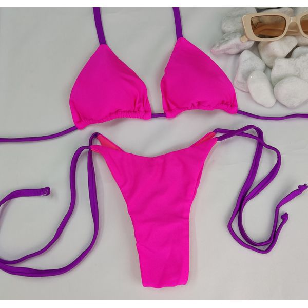 Lacinho Summer Rosa Neon Trilobol Com Tiras Roxa
