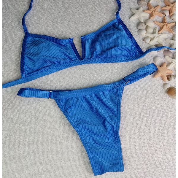 Conjunto Aro V + Ivy Azul Canelado